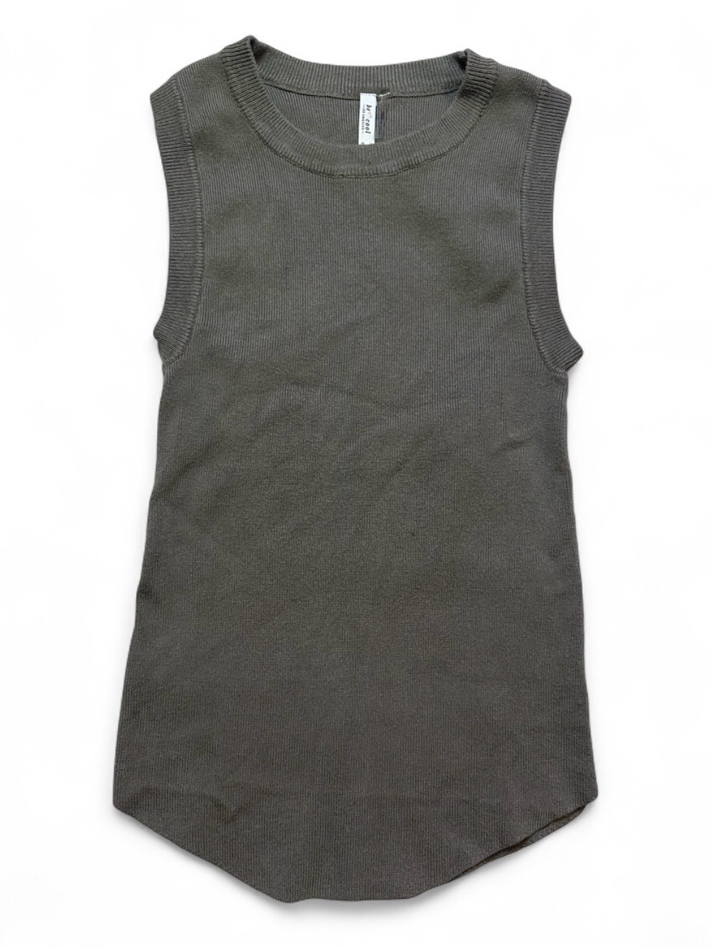 BE COOL Olive Green Ribbed Sleeveless Tank